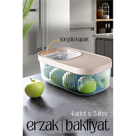 MultiBox Erzak Bakliyat Kutusu Sürgülü Kapak 5 Litre 4 ADET.Gzpde