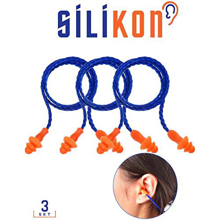 Silikon Kulak Tıkacı İpli 3 ADET Howard Design.Glpzr