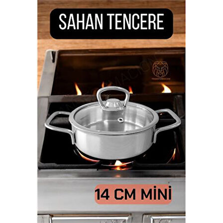 Kapaklı Sahan Tencere 14 cm Mini Paslanmaz Çelik.Glpzr