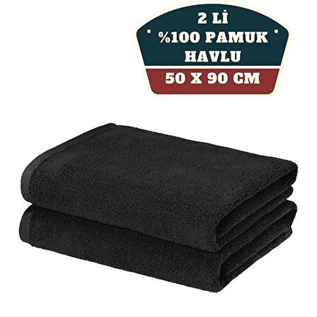 2'li Mikrofiber El Yüz Spor Havlusu 50x90 Siyah.Glpzr