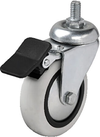 Hts 354 - 75x25 mm PVC Makaralı Vidalı Frenli Teker 4 Adet.Glpzr