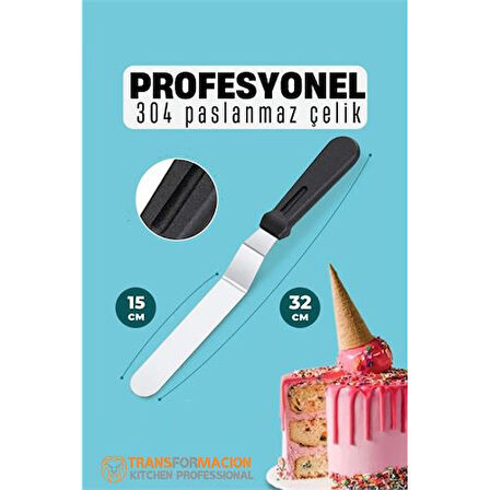 Pasta Spatulası Profesyonel 304 Paslanmaz Çelik 32 Cm.Glpzr