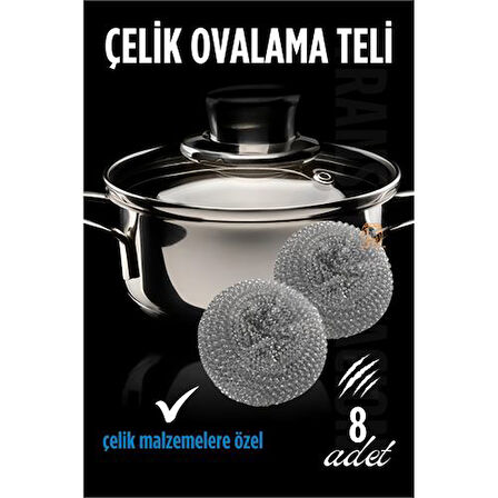 Çelik Bulaşık Teli Çelik Bulaşık Ovalama Teli 8 ADET.Glpzr