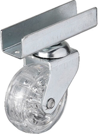 Hts 327 - 50x20 mm Şeffaf Makaralı Uzun U Tablalı Teker 4 Adet.Glpzr