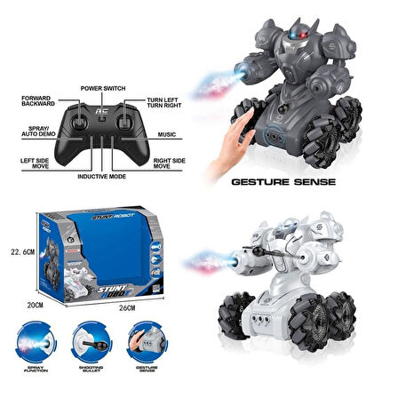 SYR-666-861 Kumandalı Şarjlı Işıklı Roket ve Buhar Atan Robot Araba -Vardem Oyuncak.Gzpxt