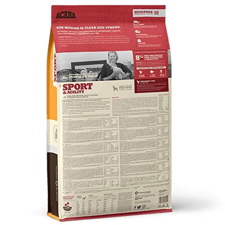 Acana Sport Agility Tavuk ve Balıklı Tahılsız Yetişkin Köpek Maması 17 Kg.Gzpde