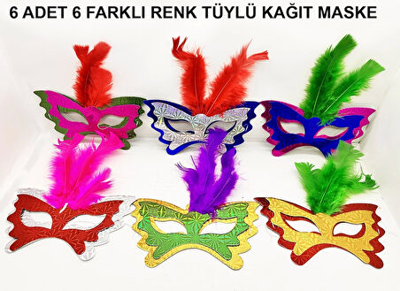 Tüylü Kağıt Karnaval Maskesi (639lı Set).Gzpde