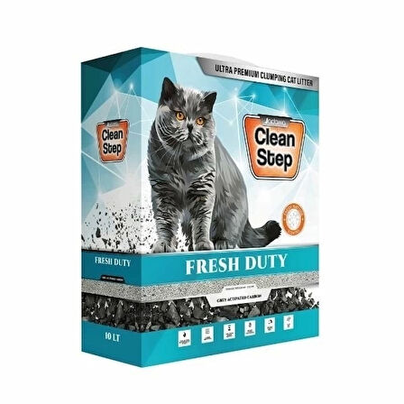 Clean Step Fresh Duty Aktif Karbonlu Bahar Kokulu İnce Taneli Topaklanan Bentonit Kedi Kumu 10 Lt.Gzpde