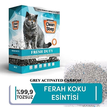 Clean Step Fresh Duty Aktif Karbonlu Bahar Kokulu İnce Taneli Topaklanan Bentonit Kedi Kumu 10 Lt.Gzpde