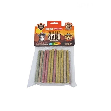 Kiki Excellent İnce Munchy Sığır Derisinden Çubuk Kemik Köpek Ödülü 50 Adet Renkli.Gzpde