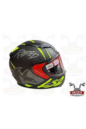 LS 2 RAPID RAVEN FULL FACE TAM KAPALI KASK SİYAH-NEON SARI-FİGÜRLÜ