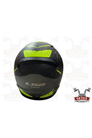 LS 2 RAPID RAVEN FULL FACE TAM KAPALI KASK SİYAH-NEON SARI-FİGÜRLÜ