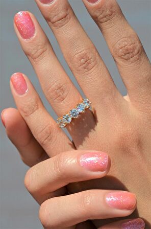 Gold Zirkon Beştaş Yüzük Size 18