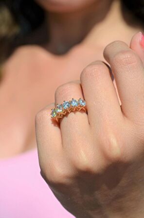 Gold Zirkon Beştaş Yüzük Size 18