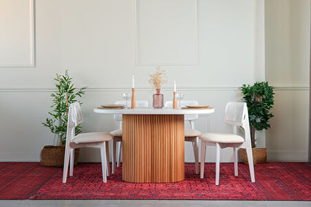 Niyegara İskandinav Natural Ahşap Masa Sandalye Takımı 90x130