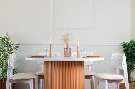 Niyegara İskandinav Natural Ahşap Masa Sandalye Takımı 90x130