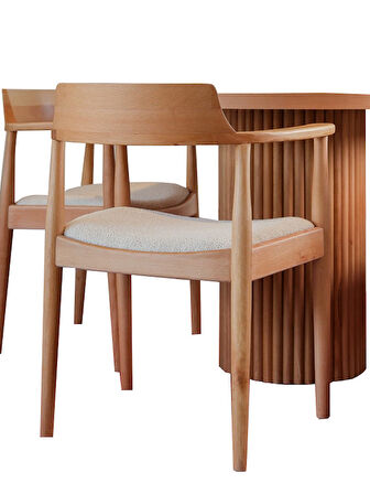 Sardes İskandinav Natural Ahşap Masa Sandalye Takımı 90x90
