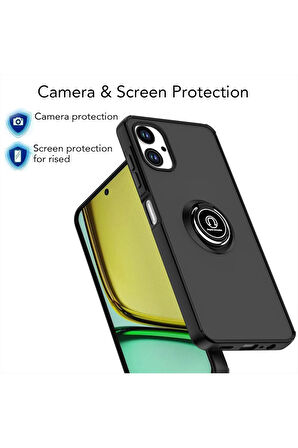 Samsung Galaxy A06 Kılıf Soft Yüzüklü Standlı Mat Yüzey Azn-MntrYuzuk