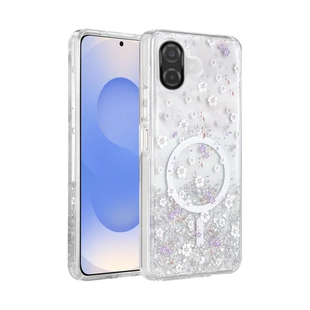 Samsung Galaxy A07 4G Uyumlu Kılıf Magesafe Özellikli Desenli Işıltılı Azn-ONG-Misk