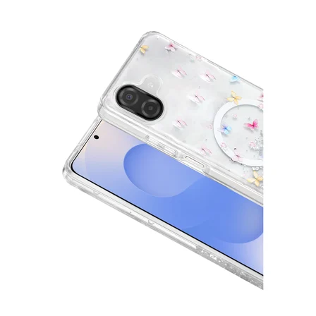 Samsung Galaxy A07 4G Uyumlu Kılıf Magesafe Özellikli Desenli Işıltılı Azn-ONG-Misk