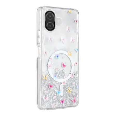 Samsung Galaxy A07 4G Uyumlu Kılıf Magesafe Özellikli Desenli Işıltılı Azn-ONG-Misk
