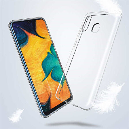 Samsung Galaxy A20 Kılıf Şeffaf İnce Esnek Silikon Kılıf Zipax-Süper