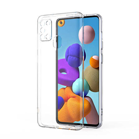 Samsung Galaxy A21S Kılıf Şeffaf İnce Esnek Silikon Kılıf Zipax-Süper