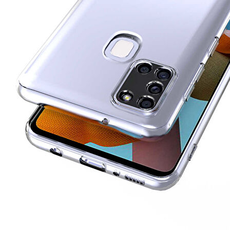 Samsung Galaxy A21S Kılıf Şeffaf İnce Esnek Silikon Kılıf Zipax-Süper
