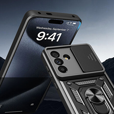 Samsung Galaxy A36 Kılıf Kamera Korumalı Standlı Tank Kpak Zr-SrVega