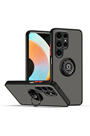 Samsung Galaxy S25 Ultra Kılıf Soft Yüzüklü Standlı Mat Yüzey Azn-MntrYuzuk