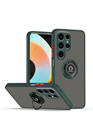 Samsung Galaxy S25 Ultra Kılıf Soft Yüzüklü Standlı Mat Yüzey Azn-MntrYuzuk
