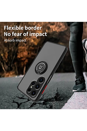 Samsung Galaxy S25 Ultra Kılıf Soft Yüzüklü Standlı Mat Yüzey Azn-MntrYuzuk