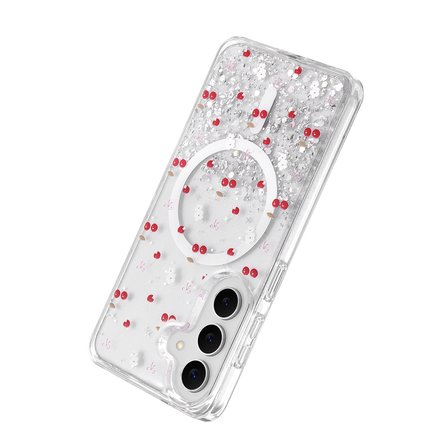 Samsung Galaxy S26 Uyumlu Kılıf Magesafe Özellikli Desenli Işıltılı Azn-ONG-Misk