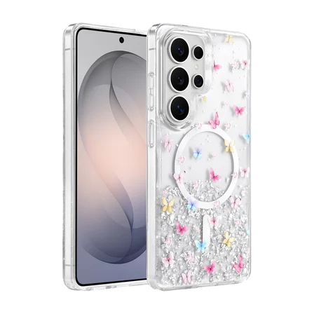 Samsung Galaxy S26 Ultra Uyumlu Kılıf Magesafe Özellikli Desenli Işıltılı Azn-ONG-Misk
