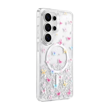Samsung Galaxy S26 Ultra Uyumlu Kılıf Magesafe Özellikli Desenli Işıltılı Azn-ONG-Misk