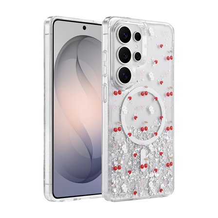 Samsung Galaxy S26 Ultra Uyumlu Kılıf Magesafe Özellikli Desenli Işıltılı Azn-ONG-Misk