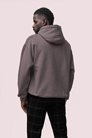 Gang Baskılı Gri Erkek Kapüşonlu 3 iplik Şardonlu Ribanalı Sweatshirt Hoodie