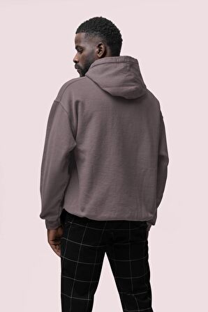 Gang Baskılı Gri Erkek Kapüşonlu 3 iplik Şardonlu Ribanalı Sweatshirt Hoodie