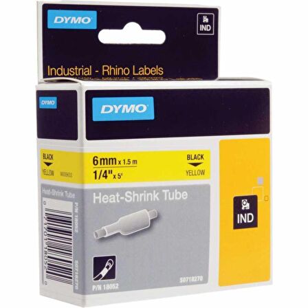 DYMO Rhino Pro Isıyla Küçülen Şerit 6mm x 1,5m Sarı/Siyah 18052