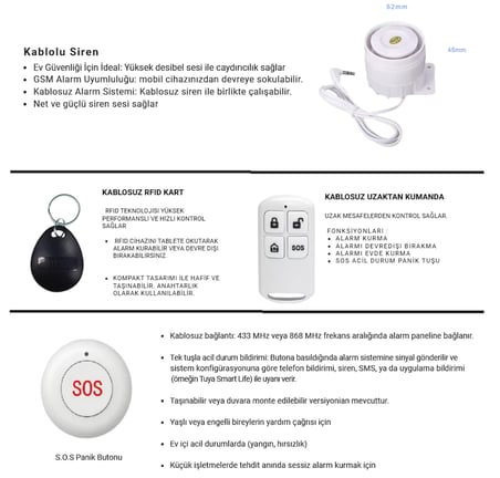  Akıllı Güvenlik Obiem Alarm Sistemleri Gaz Dedektörlü Orta Plus
