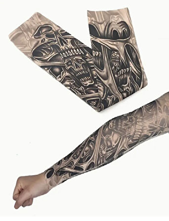 Dövme Desenli Kol Çorabı | Unisex Tattoo Kolluk | Geçici Dövme Etkili Kolluk - Kaymaz