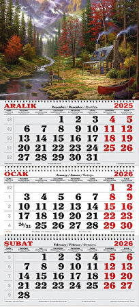  2026 Yılı Gemici Takvimi-Ormanda Balık Tutan Adam ve Kulübesi