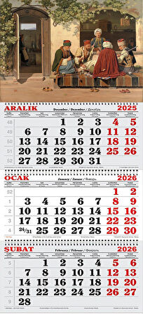 2026 Yılı Gemici Takvimi-Kahvehane ve Berber dükkanının önünde Satranç Düellosu, Martinus Rørbye