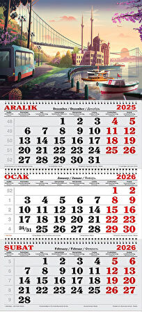 2026 Yılı Gemici Takvimi-Büyük Mecidiye Camii ve Boğaz 