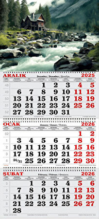 2026 Yılı Gemici Takvimi-Nehir Yanında ki Kulübe