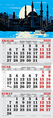 2026 Yılı Gemici Takvimi-Ay Işığında İstanbul ve Boğaz Çizim