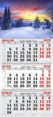 2026 Yılı Gemici Takvimi- Karlı Dağda Gün Batımı Manzarası