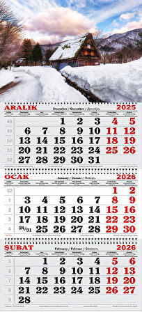 2026 Yılı Gemici Takvimi- Karlar İçerisinde Japon Villası