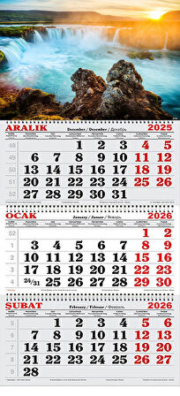 2026 Yılı Gemici Takvimi- Gadafoss Şelalesi İZLANDA