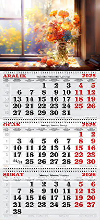 2026 Yılı Gemici Takvimi- Vazoda Rengarenk Çiçekler